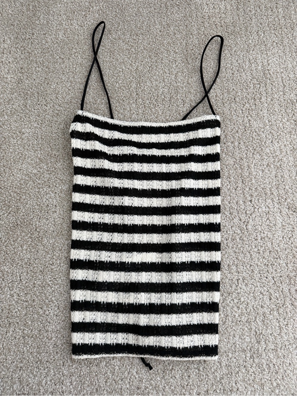 Mango Striped Black and White Knit Cami Top